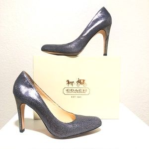 🛑✋🔥 Coach Adina Crackled Metal Heels sz8M